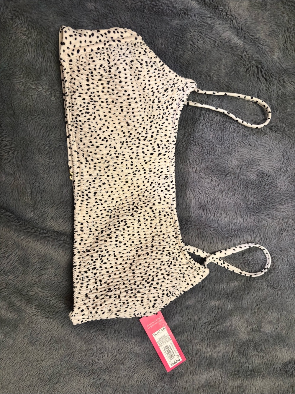 Xhilaration White Bikini Top with Black Speckle Print